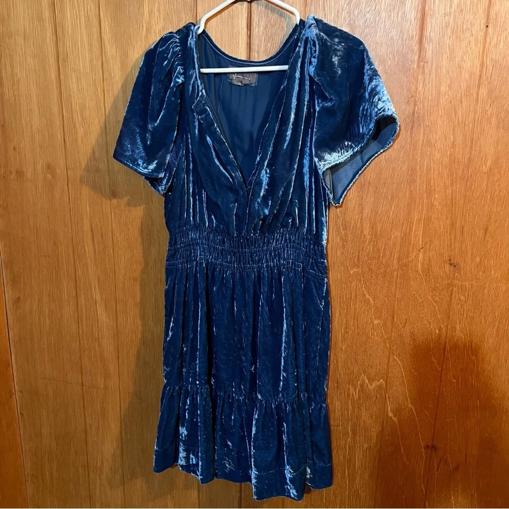 Anthropologie Somerset Blue Velvet Dress - Picture 7 of 9